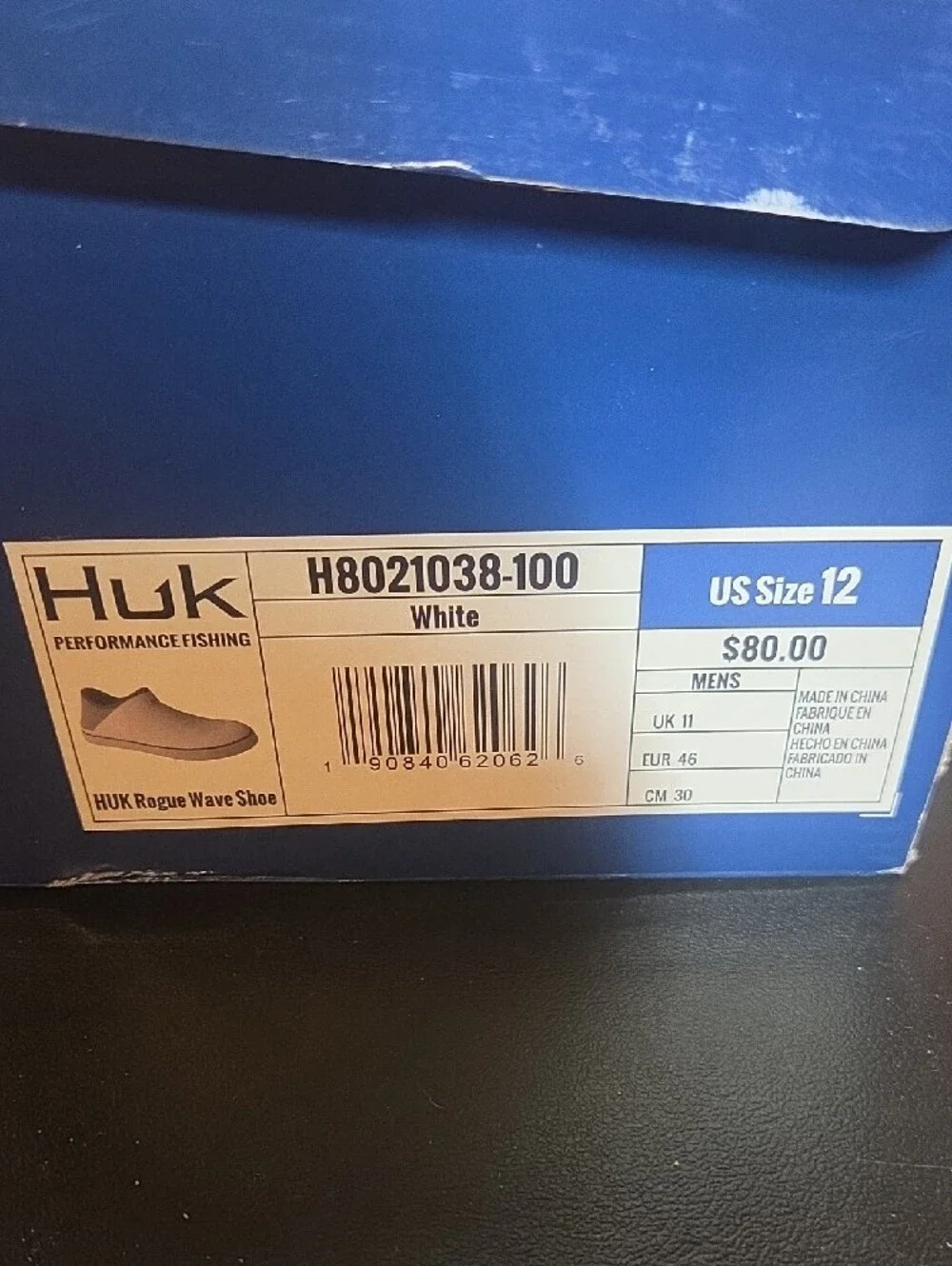 Huk Men’s Rouge Wave White and Gray Slip-On Boat Shoes